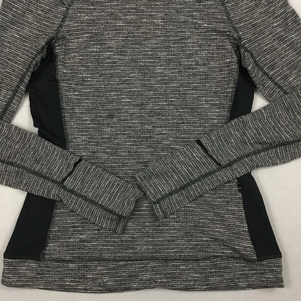Lululemon Sweater Women 6 Black Long Sleeve Crew Seamless Running Zip Pocket